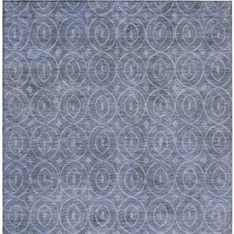 5' X 8' Denim Blue Geometric Washable Indoor Outdoor Area Rug