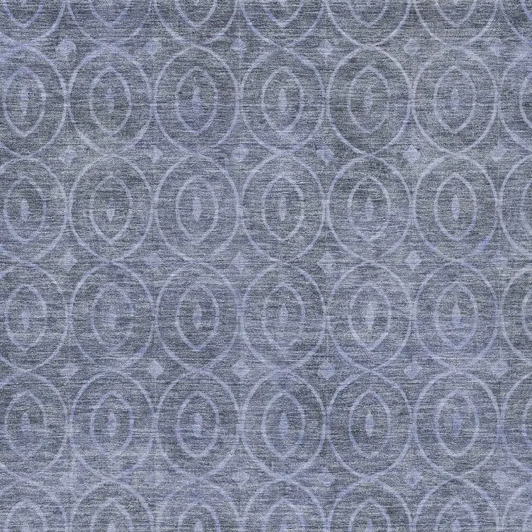5' X 8' Denim Blue Geometric Washable Indoor Outdoor Area Rug
