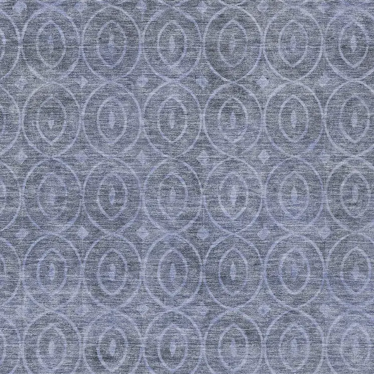 10' X 14' Denim Blue Geometric Washable Indoor Outdoor Area Rug