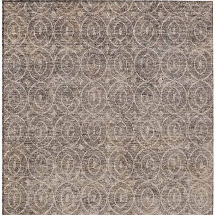 8' X 10' Brown Geometric Washable Indoor Outdoor Area Rug