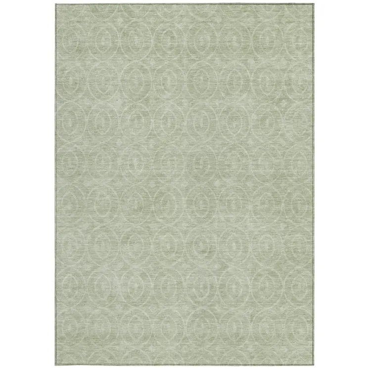 3' X 5' Mint Green Geometric Washable Indoor Outdoor Area Rug