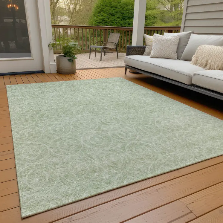 3' X 5' Mint Green Geometric Washable Indoor Outdoor Area Rug