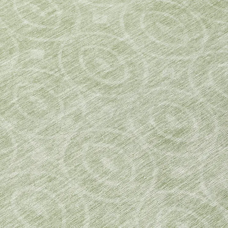 8' Mint Green Round Geometric Washable Indoor Outdoor Area Rug