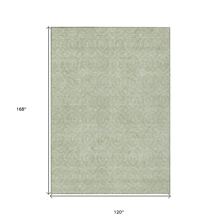 10' X 14' Mint Green Geometric Washable Indoor Outdoor Area Rug
