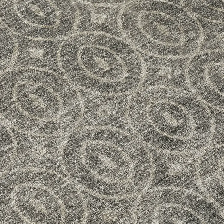 8' Pewter Round Geometric Washable Indoor Outdoor Area Rug