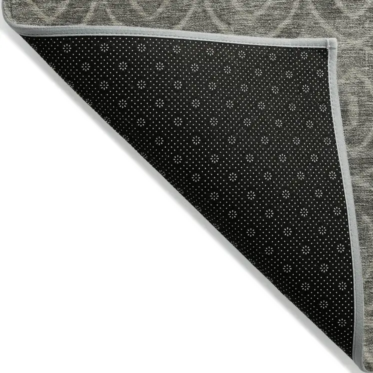 9' X 12' Pewter Geometric Washable Indoor Outdoor Area Rug