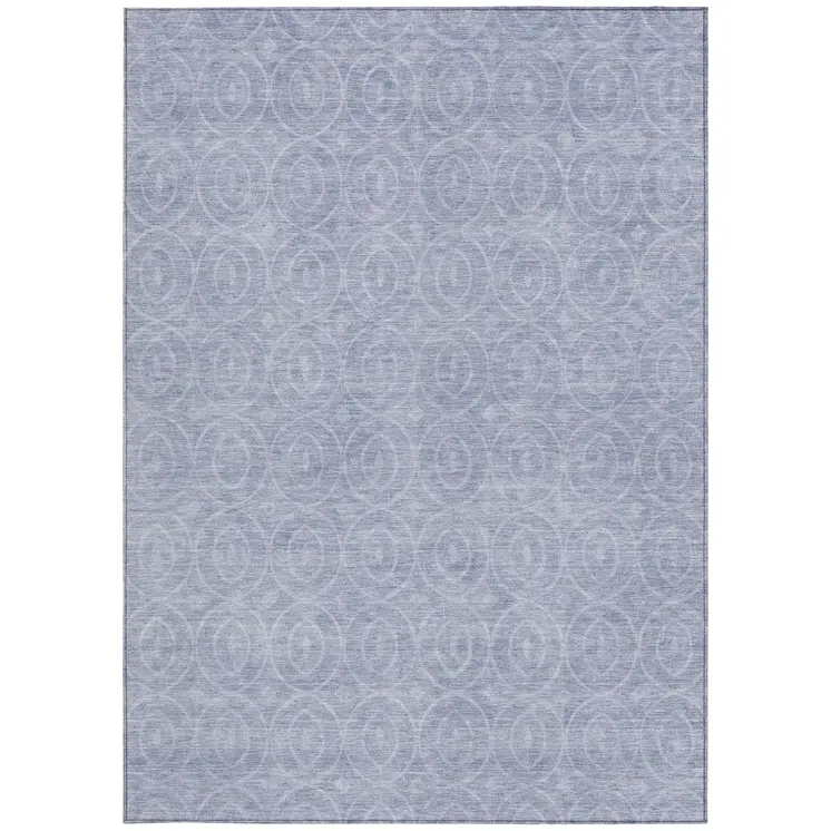 3' X 5' Sky Blue Geometric Washable Indoor Outdoor Area Rug