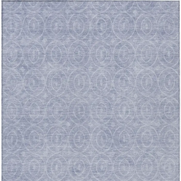 5' X 8' Sky Blue Geometric Washable Indoor Outdoor Area Rug