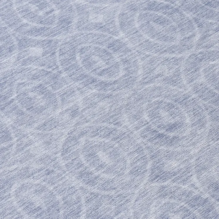 8' Sky Blue Round Geometric Washable Indoor Outdoor Area Rug