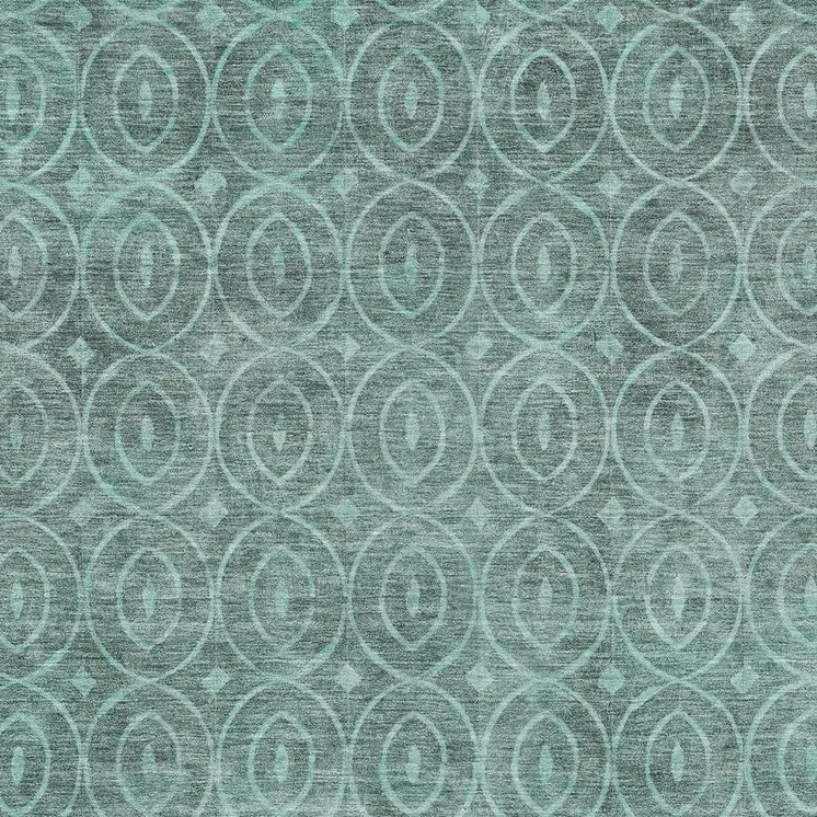 3' X 5' Teal Blue Geometric Washable Indoor Outdoor Area Rug