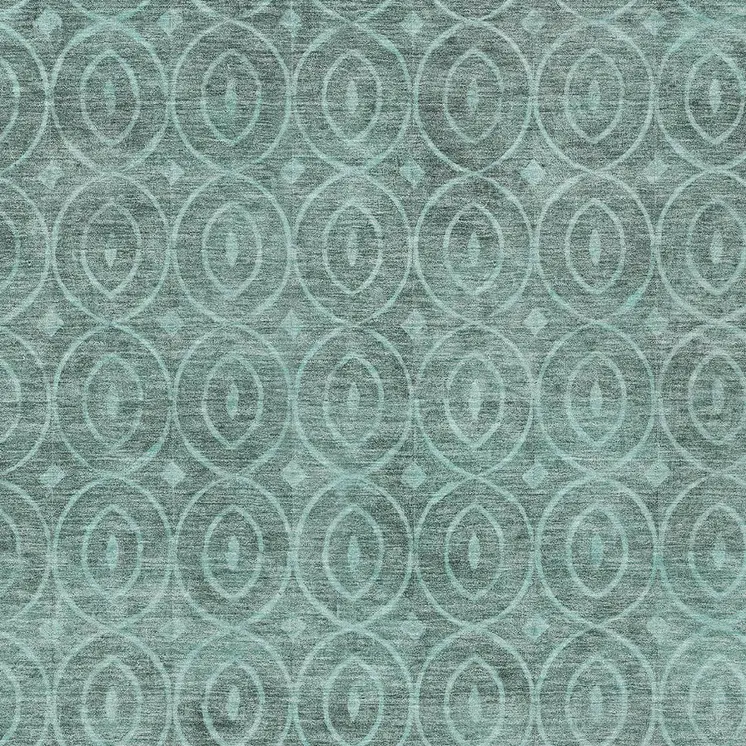 5' X 8' Teal Blue Geometric Washable Indoor Outdoor Area Rug
