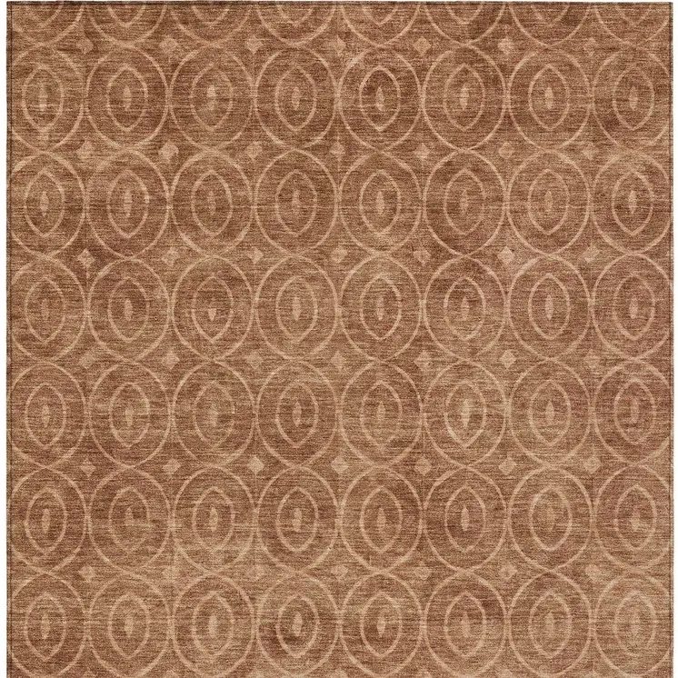 3' X 5' Terra Cotta Geometric Washable Indoor Outdoor Area Rug