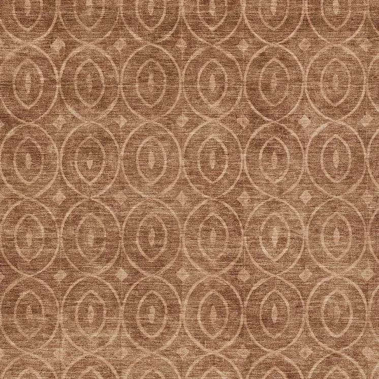 5' X 8' Terra Cotta Geometric Washable Indoor Outdoor Area Rug