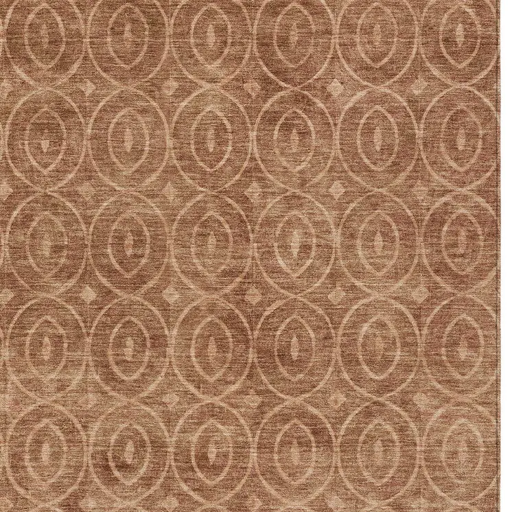 9' X 12' Terra Cotta Geometric Washable Indoor Outdoor Area Rug