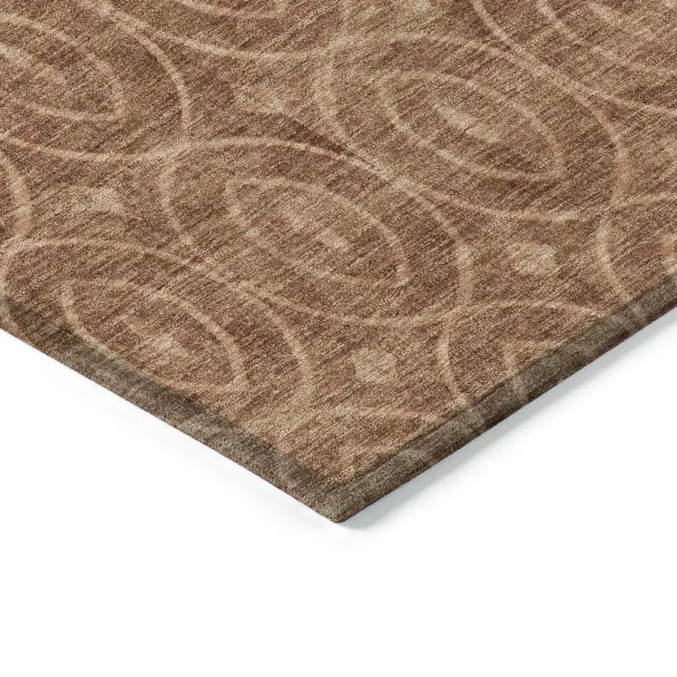 10' X 14' Terra Cotta Geometric Washable Indoor Outdoor Area Rug