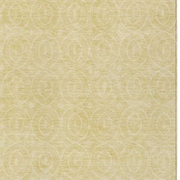 5' X 8' Wheat Geometric Washable Indoor Outdoor Area Rug