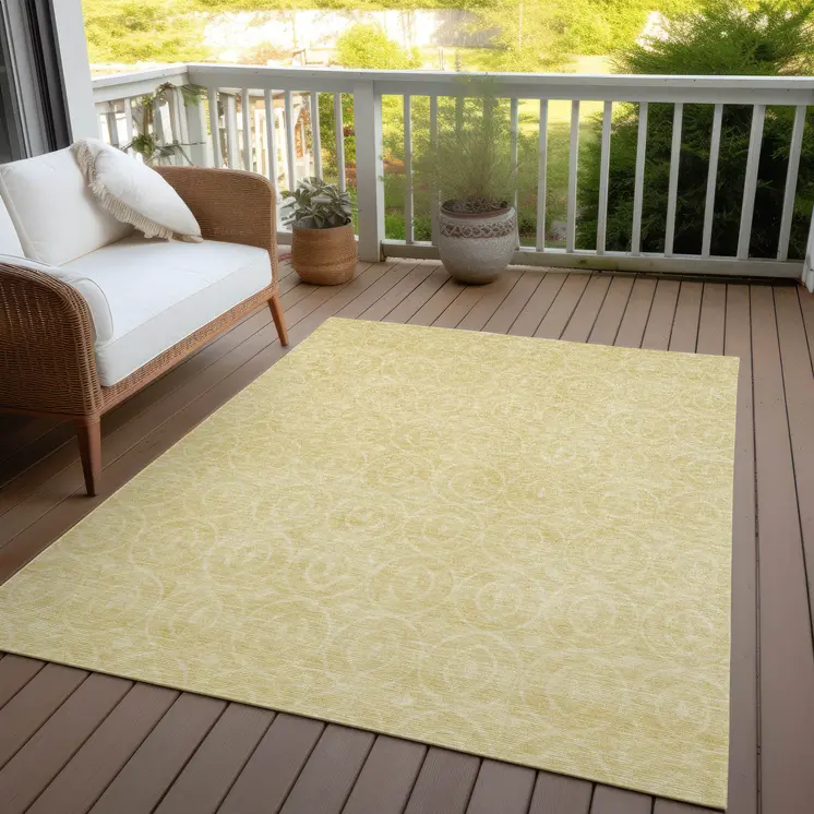 9' X 12' Wheat Geometric Washable Indoor Outdoor Area Rug