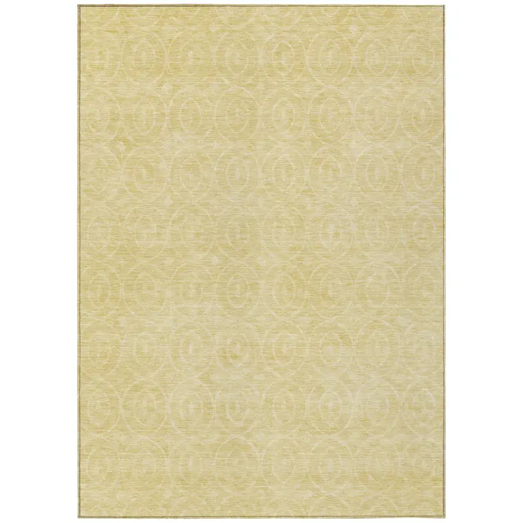 9' X 12' Wheat Geometric Washable Indoor Outdoor Area Rug