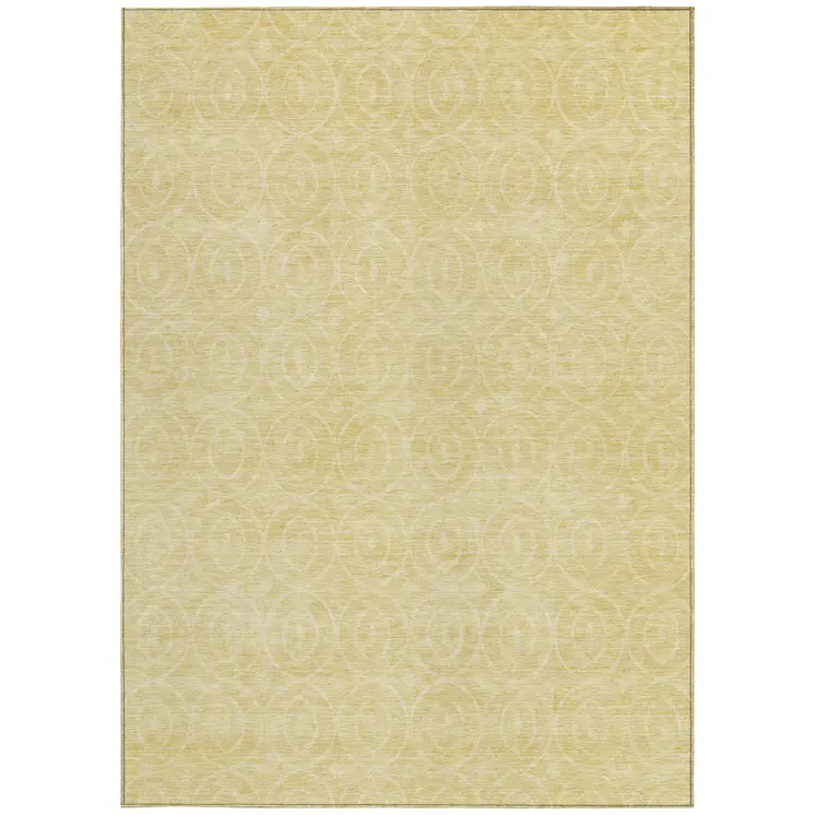 9' X 12' Wheat Geometric Washable Indoor Outdoor Area Rug