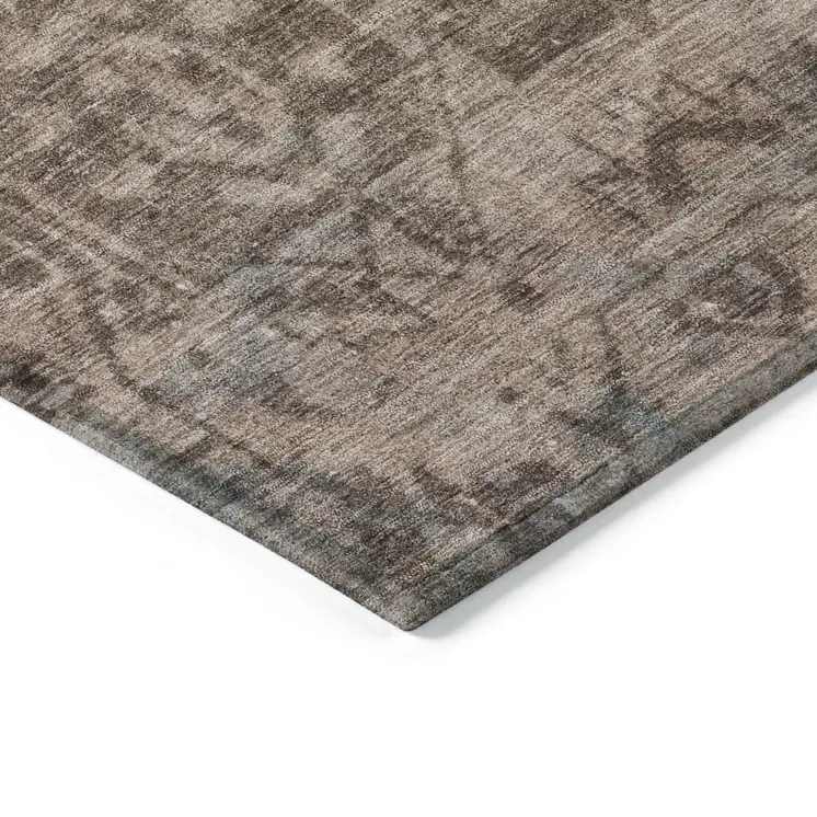 5' X 8' Brown Oriental Washable Indoor Outdoor Area Rug