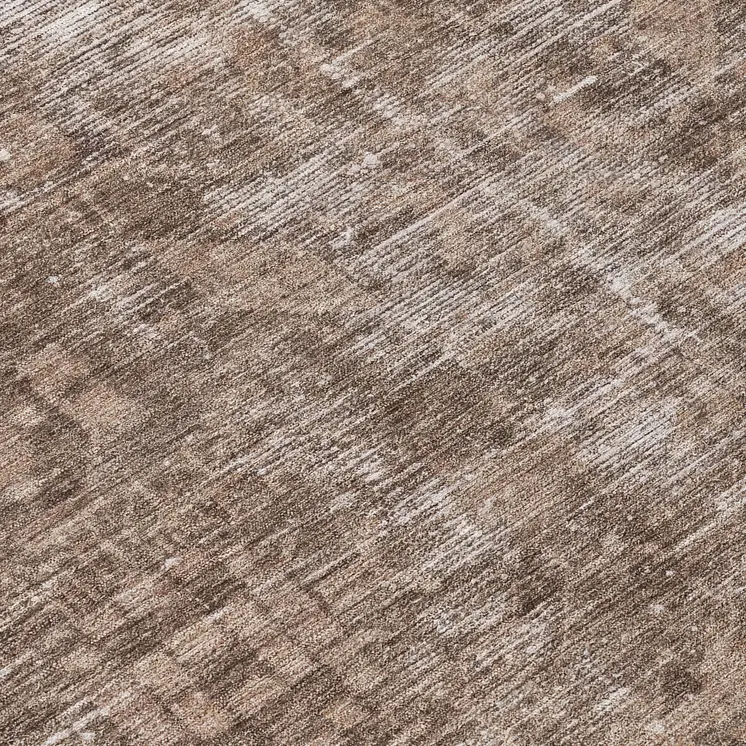 8' Brown Round Oriental Washable Indoor Outdoor Area Rug