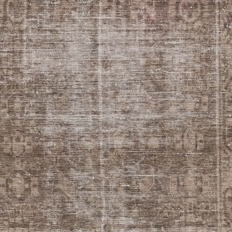 9' X 12' Brown Oriental Washable Indoor Outdoor Area Rug