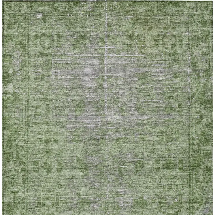 3' X 5' Fern Green Oriental Washable Indoor Outdoor Area Rug