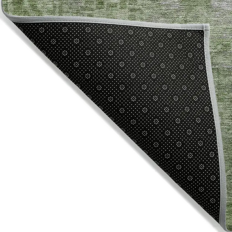 3' X 5' Fern Green Oriental Washable Indoor Outdoor Area Rug