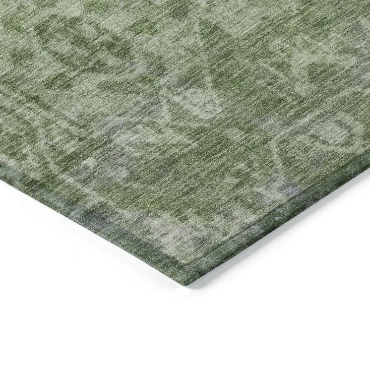 3' X 5' Fern Green Oriental Washable Indoor Outdoor Area Rug