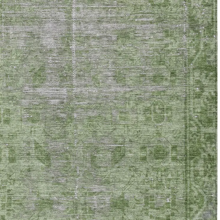 3' X 5' Fern Green Oriental Washable Indoor Outdoor Area Rug