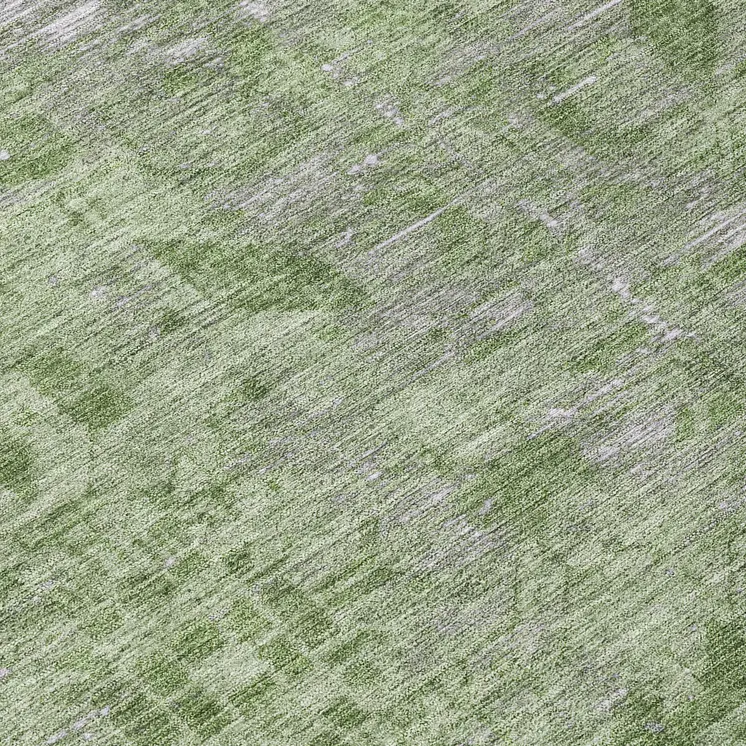 8' Fern Green Round Oriental Washable Indoor Outdoor Area Rug