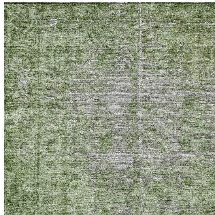 8' X 10' Fern Green Oriental Washable Indoor Outdoor Area Rug