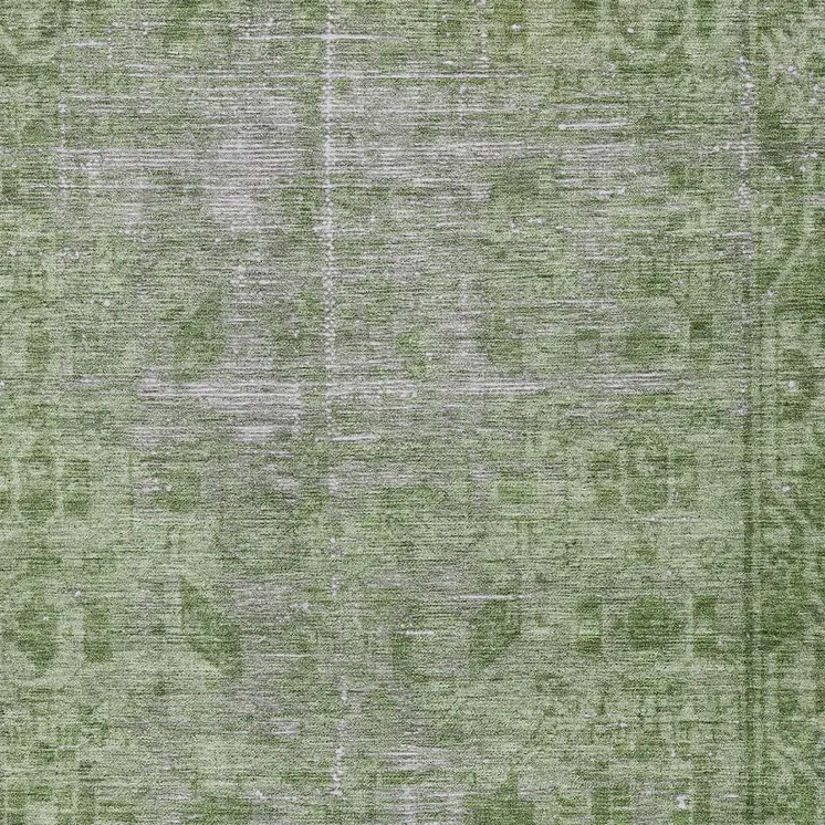 10' X 14' Fern Green Oriental Washable Indoor Outdoor Area Rug