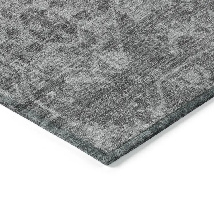 10' X 14' Gray Oriental Washable Indoor Outdoor Area Rug