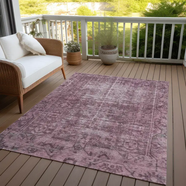5' X 8' Merlot Oriental Washable Indoor Outdoor Area Rug