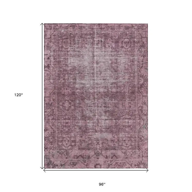 8' X 10' Merlot Oriental Washable Indoor Outdoor Area Rug