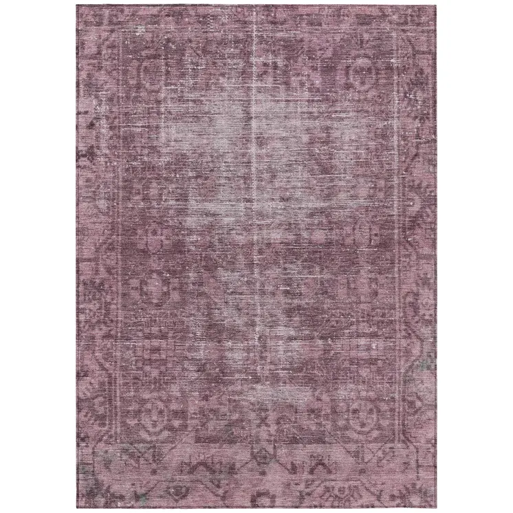 8' X 10' Merlot Oriental Washable Indoor Outdoor Area Rug