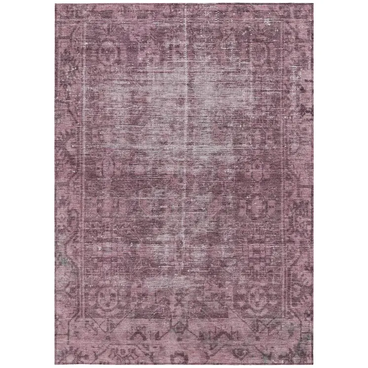 8' X 10' Merlot Oriental Washable Indoor Outdoor Area Rug