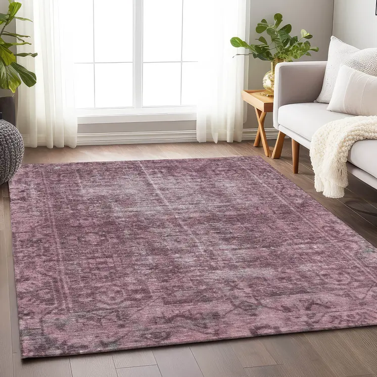 8' X 10' Merlot Oriental Washable Indoor Outdoor Area Rug