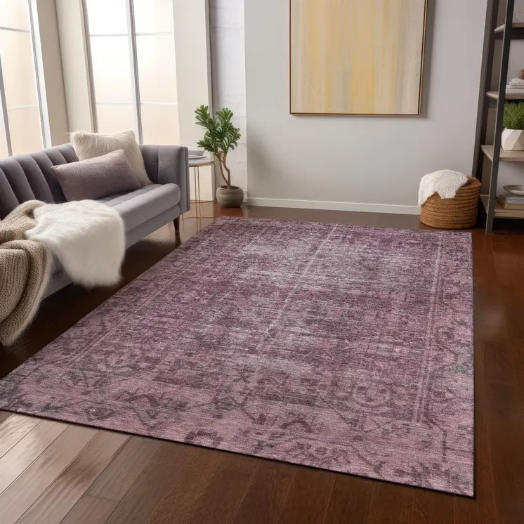 8' X 10' Merlot Oriental Washable Indoor Outdoor Area Rug