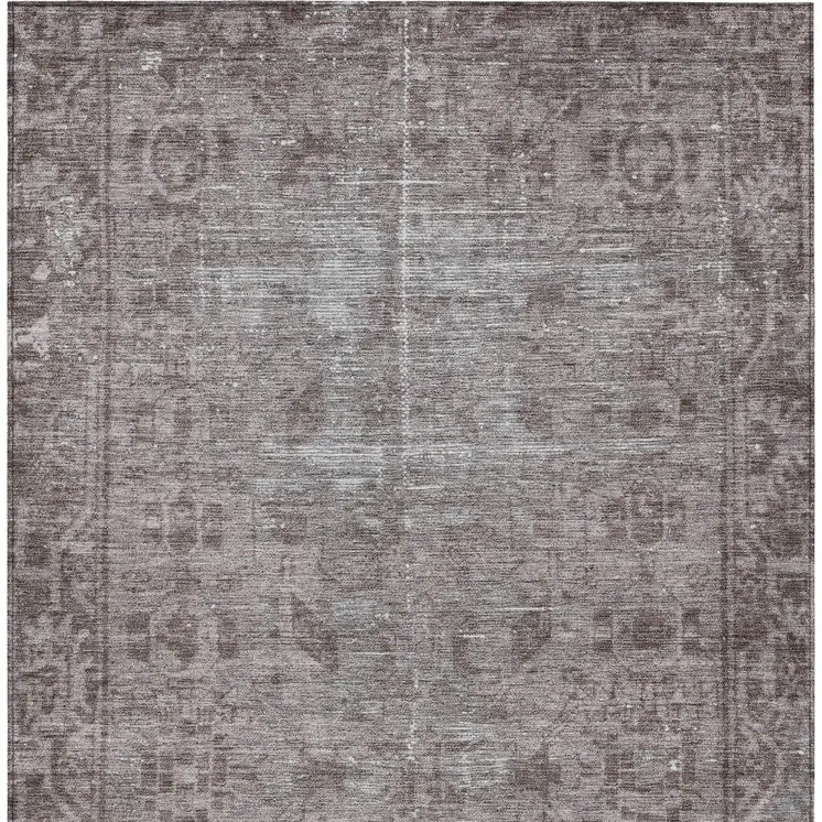5' X 8' Brown Oriental Washable Indoor Outdoor Area Rug