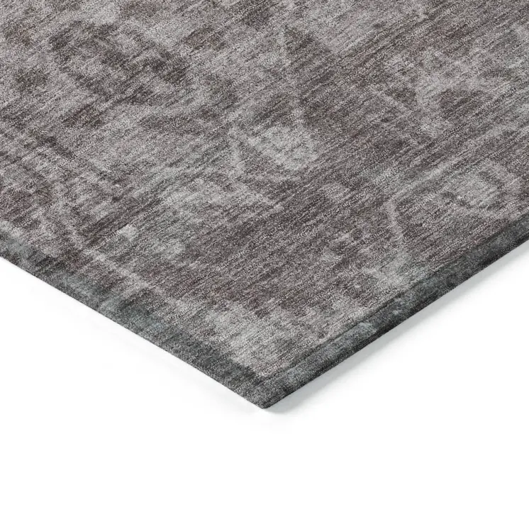 5' X 8' Brown Oriental Washable Indoor Outdoor Area Rug