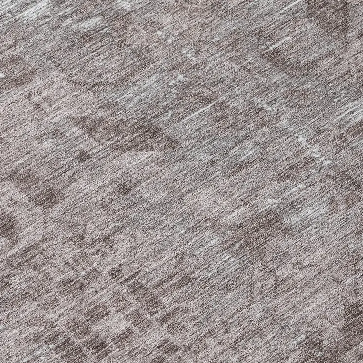 8' Brown Round Oriental Washable Indoor Outdoor Area Rug