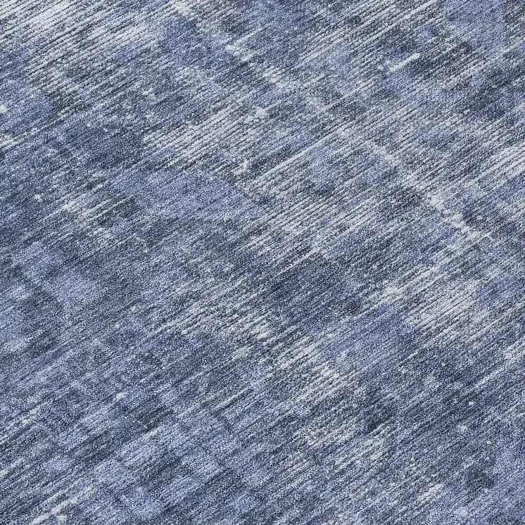 8' Navy Blue Round Oriental Washable Indoor Outdoor Area Rug