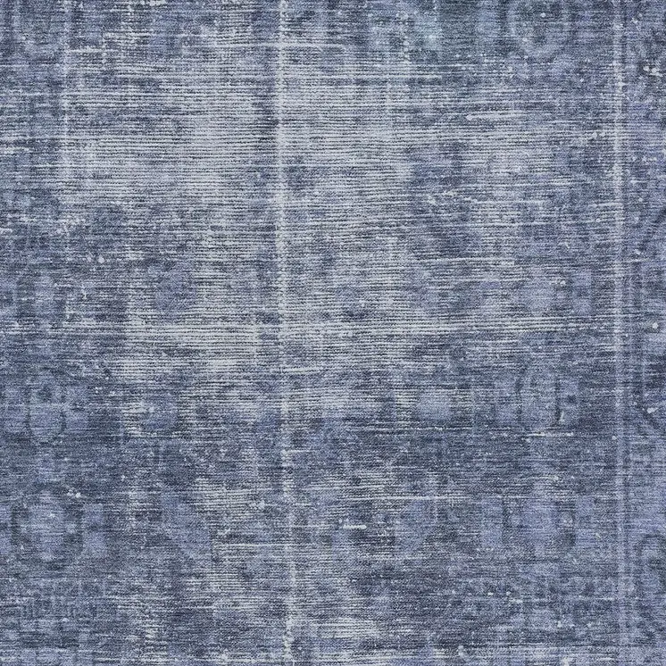 8' X 10' Navy Blue Oriental Washable Indoor Outdoor Area Rug