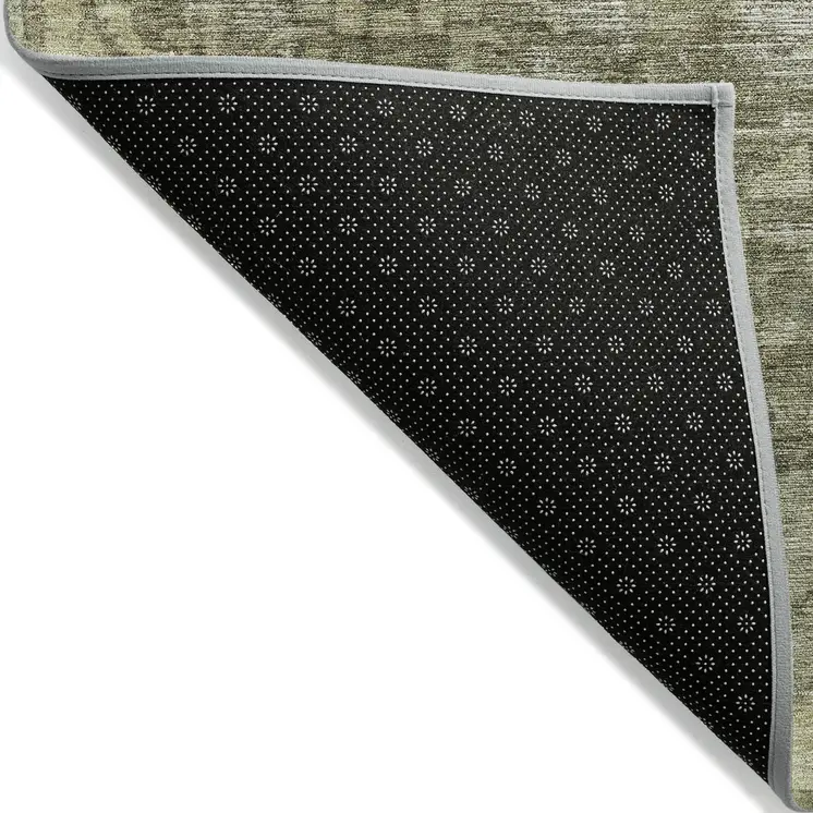 5' X 8' Olive Green Oriental Washable Indoor Outdoor Area Rug