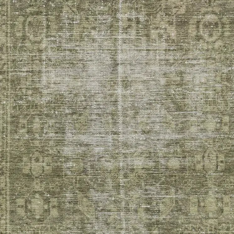 8' X 10' Olive Green Oriental Washable Indoor Outdoor Area Rug