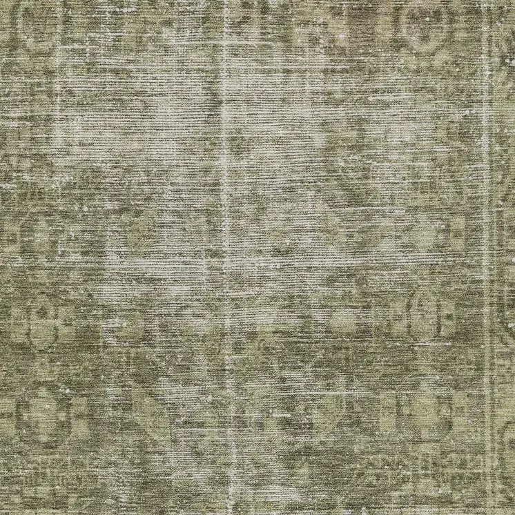 10' X 14' Olive Green Oriental Washable Indoor Outdoor Area Rug