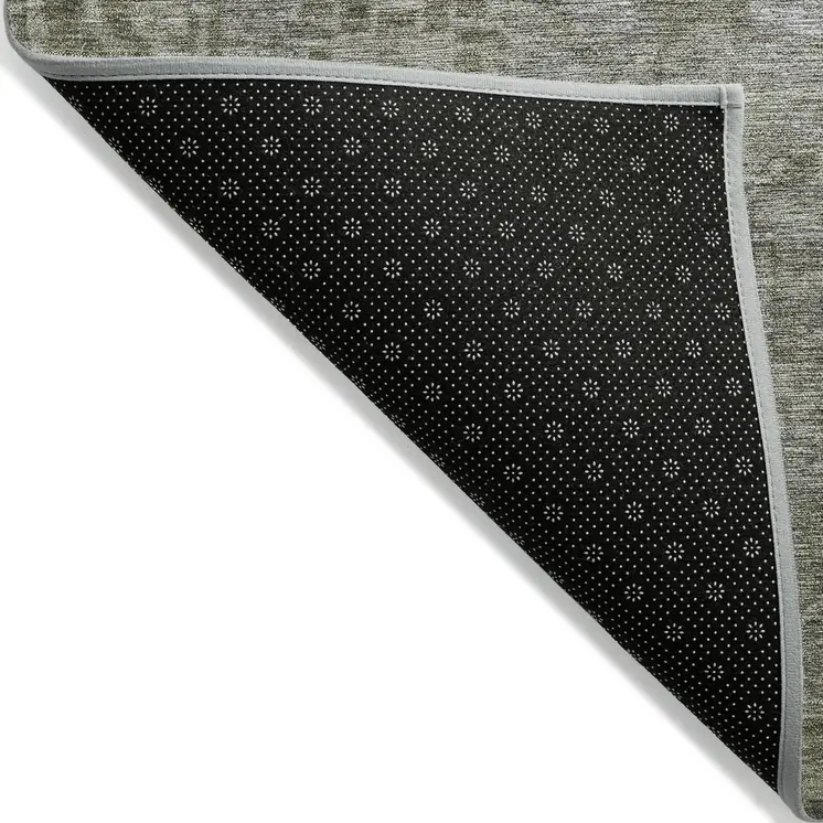 9' X 12' Taupe Oriental Washable Indoor Outdoor Area Rug