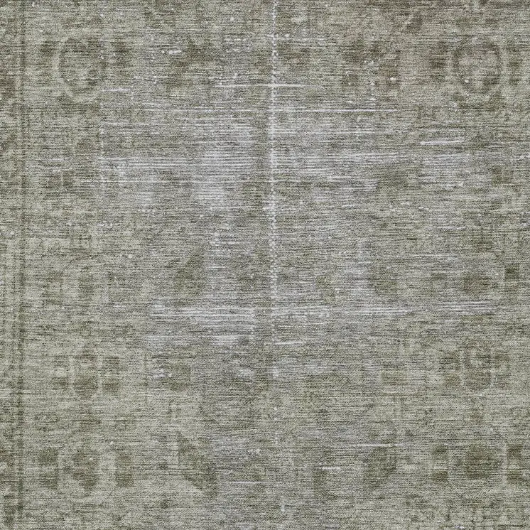 9' X 12' Taupe Oriental Washable Indoor Outdoor Area Rug